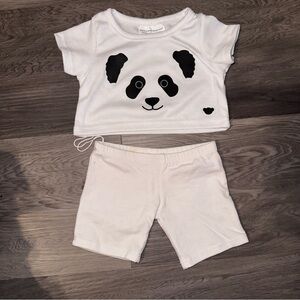 Build A Bear  Workshop Rare Panda Bear White T-Shirt & Shorts BABW